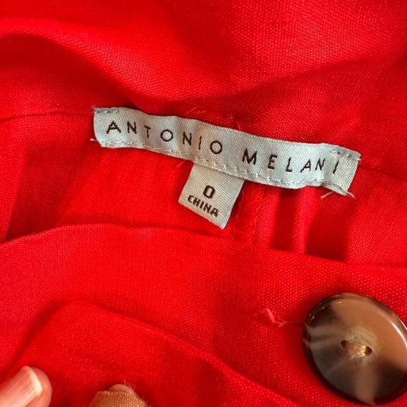 NWT Antonio Melani Red Linen Blend Button-Down Midi Skirt - Picture 7 of 9
